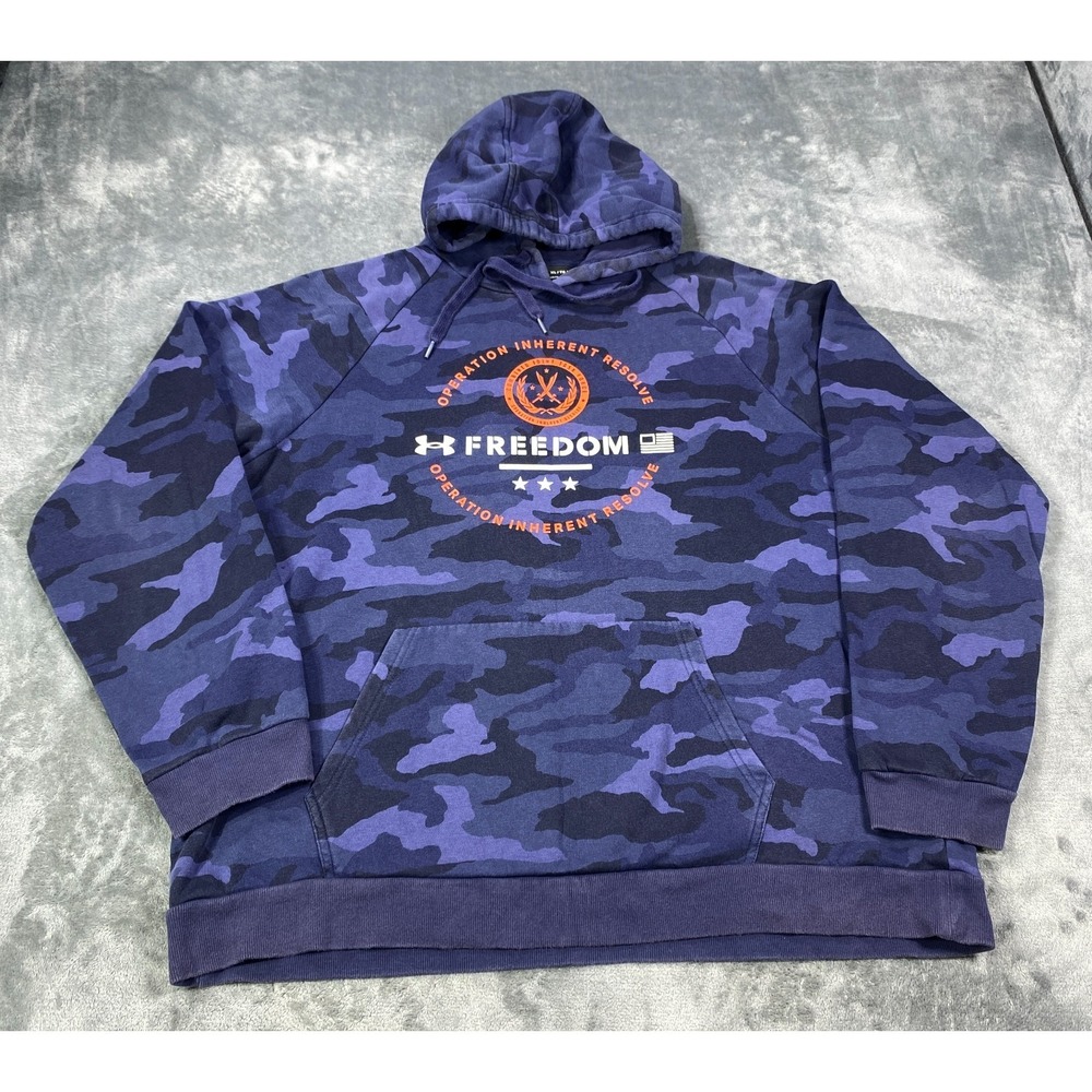 Under Armour Hoodie Mens XL Camo Purple Pullover Sweatshirt Fleece Task Force